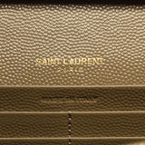 SAINT LAURENT Grain De Poudre Mixed Matelasse Triquilt Monogram Chain Wallet Dark Beige