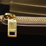 SAINT LAURENT Grain De Poudre Mixed Matelasse Triquilt Monogram Chain Wallet Dark Beige
