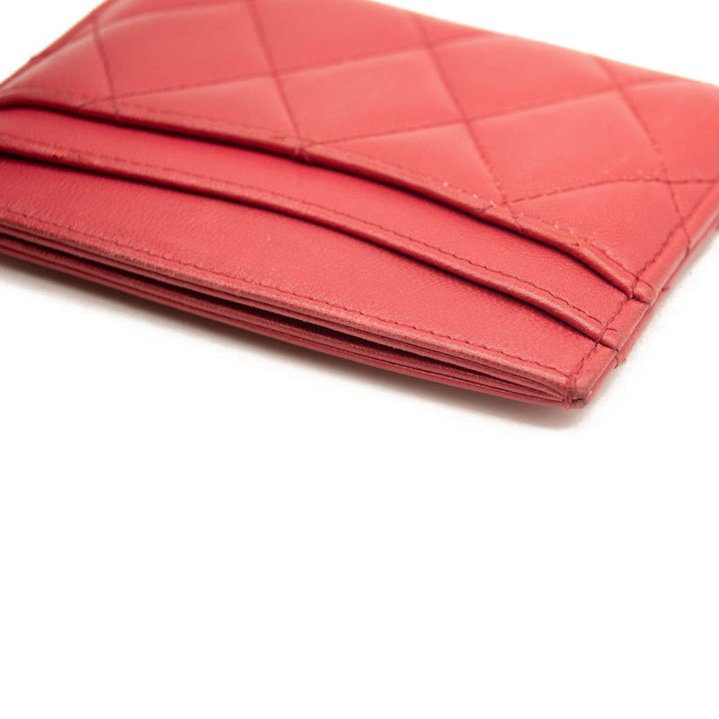 Chanel Lambskin Quilted Card Holder Red