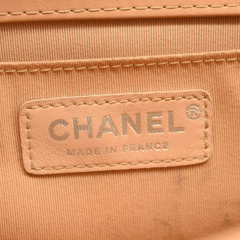 CHANEL Calfskin Chevron Quilted Medium Braided Boy Flap Beige