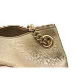 Gucci Metallic Pebbled Calfskin Medium Soho Chain Shoulder Bag Golden Beige