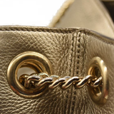 Gucci Metallic Pebbled Calfskin Medium Soho Chain Shoulder Bag Golden Beige