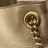 Gucci Metallic Pebbled Calfskin Medium Soho Chain Shoulder Bag Golden Beige