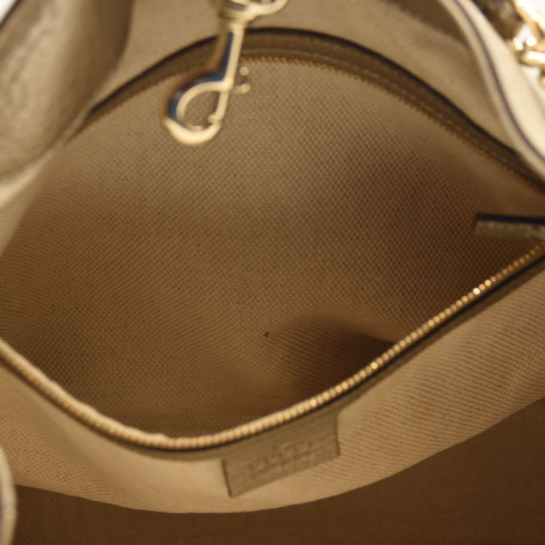 Gucci Metallic Pebbled Calfskin Medium Soho Chain Shoulder Bag Golden Beige