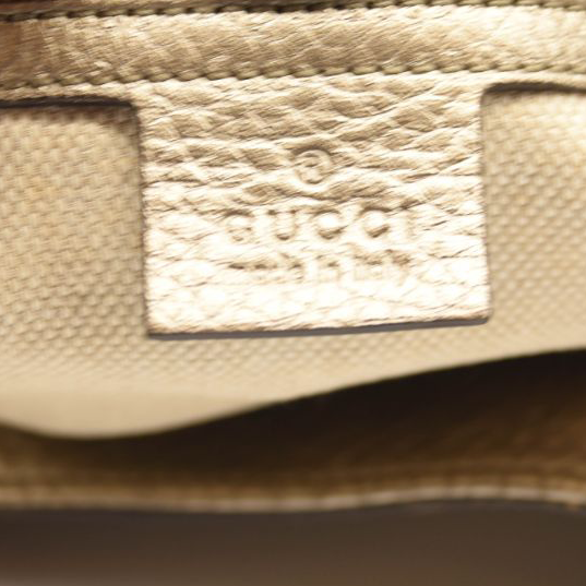 Gucci Metallic Pebbled Calfskin Medium Soho Chain Shoulder Bag Golden Beige