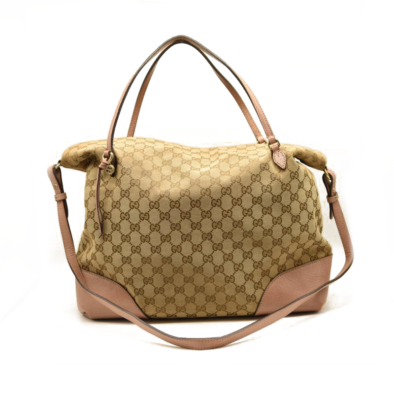 Gucci Brown GG Canvas Bree Satchel Pink Beige