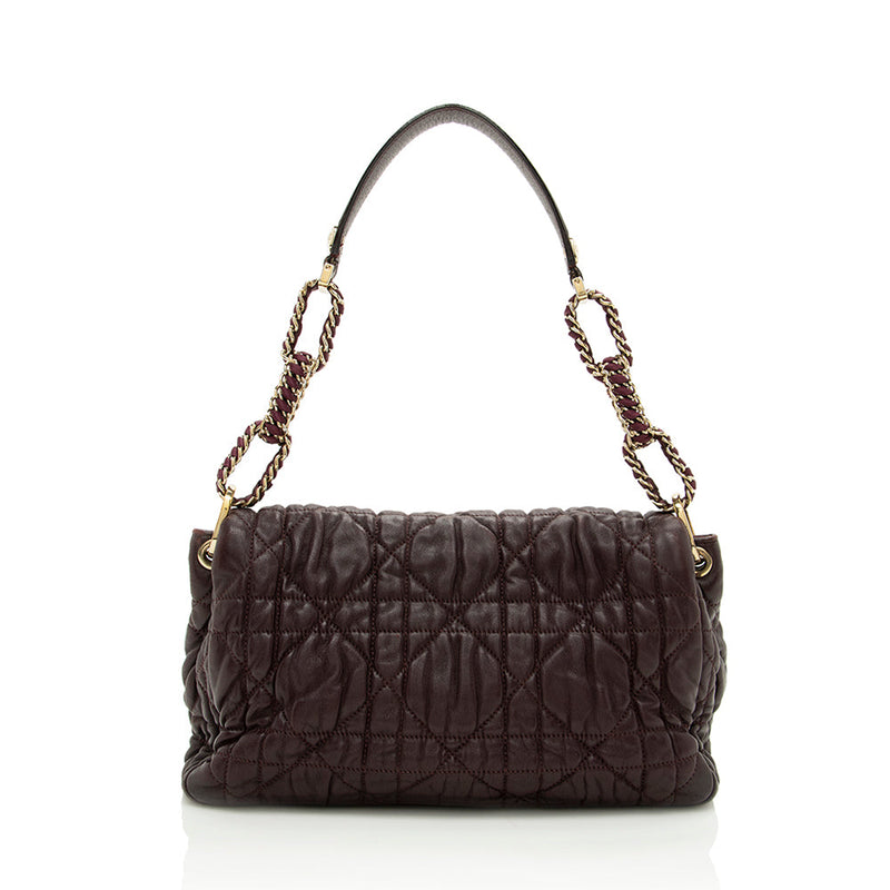 Dior Cannage Lambskin Large Flap Shoulder Bag (SHF-17526)