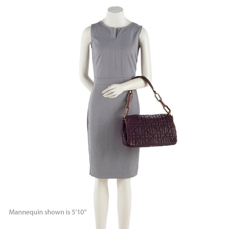 Dior Cannage Lambskin Large Flap Shoulder Bag (SHF-17526)