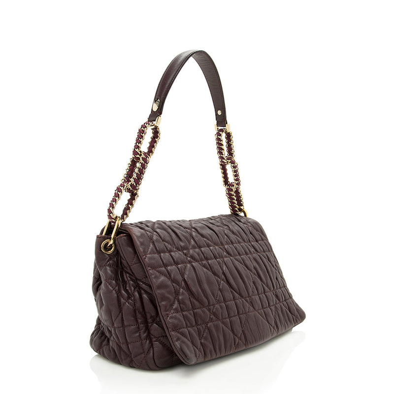 Dior Cannage Lambskin Large Flap Shoulder Bag (SHF-17526)