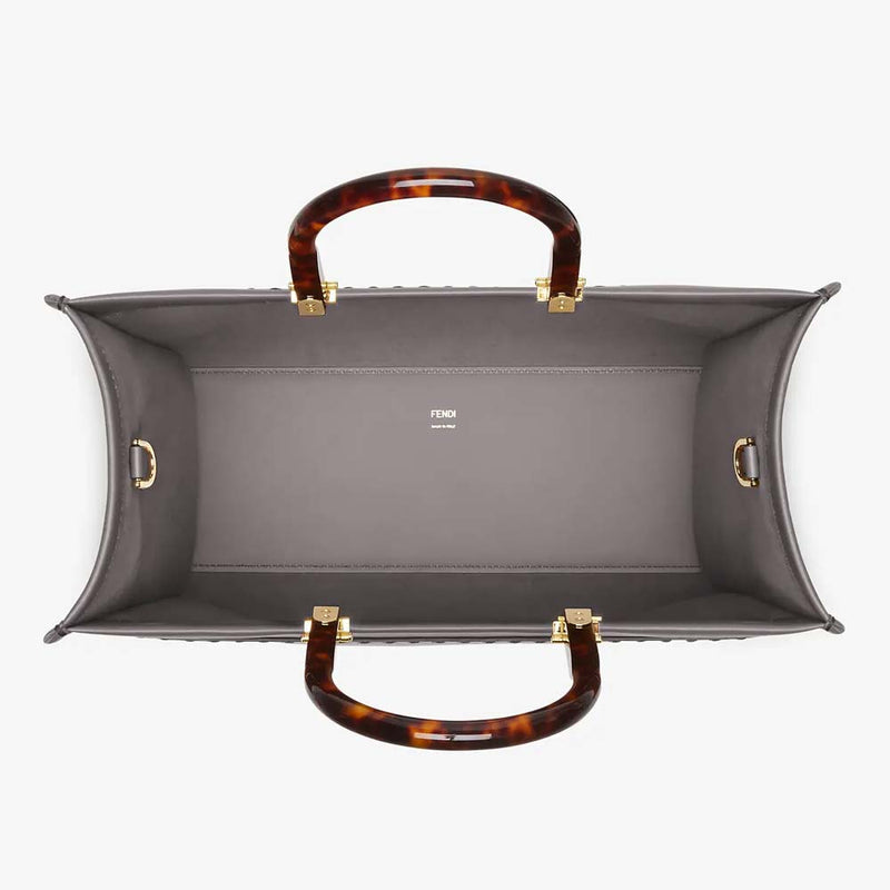 FENDI SUNSHINE MEDIUM Grey Leather Shopper