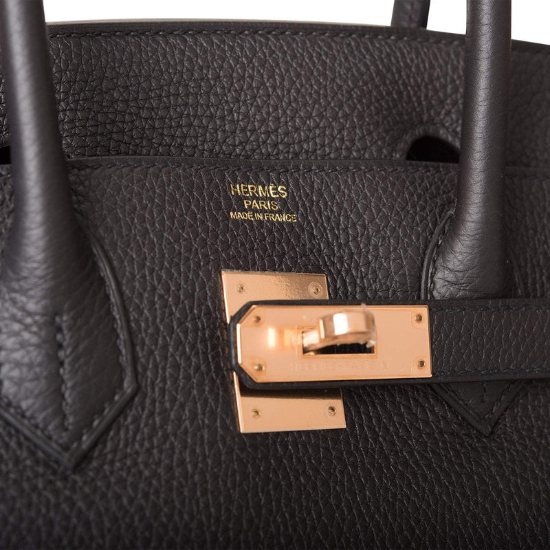 Hermes Black Togo Birkin 30cm Rose Gold Hardware