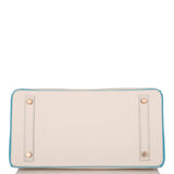 Hermes Birkin 30cm Bi-Color Craie and Bleu Atoll Togo  Rose Gold Hardware