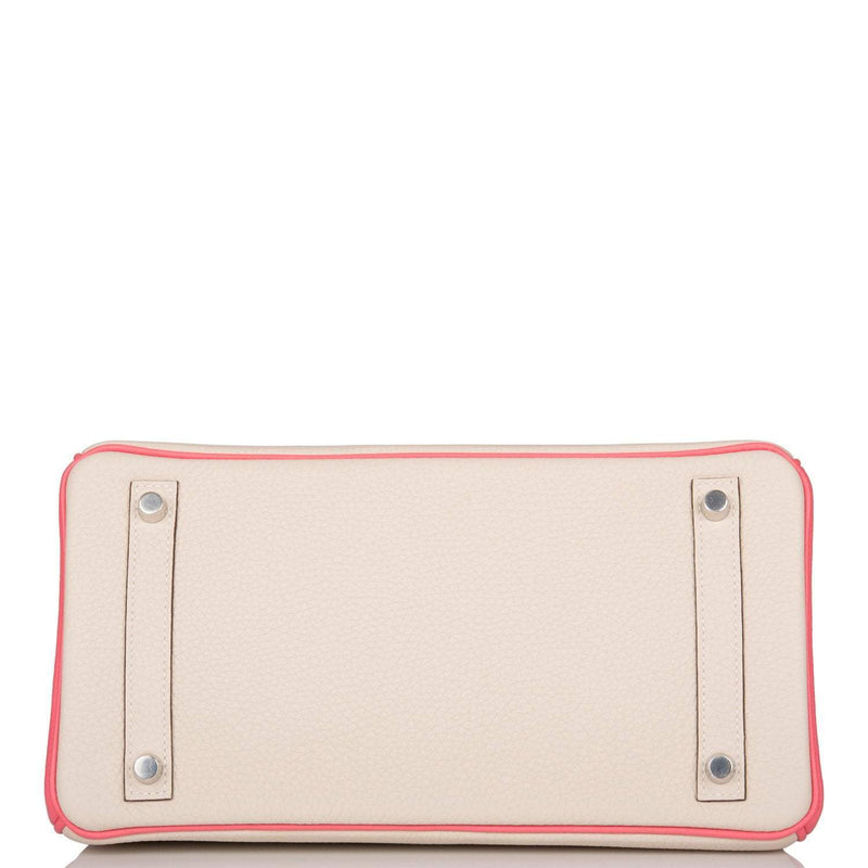 Hermes Birkin 30cm Bi-Color Craie and Rose Lipstick Clemence  Palladium Hardware