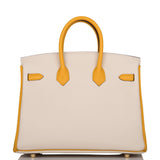Hermes Horseshoe Stamp (HSS) Bi-Color Craie and Jaune Ambre Togo Birkin 25cm Brushed Gold Hardware