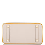 Hermes Horseshoe Stamp (HSS) Bi-Color Craie and Jaune Ambre Togo Birkin 25cm Brushed Gold Hardware