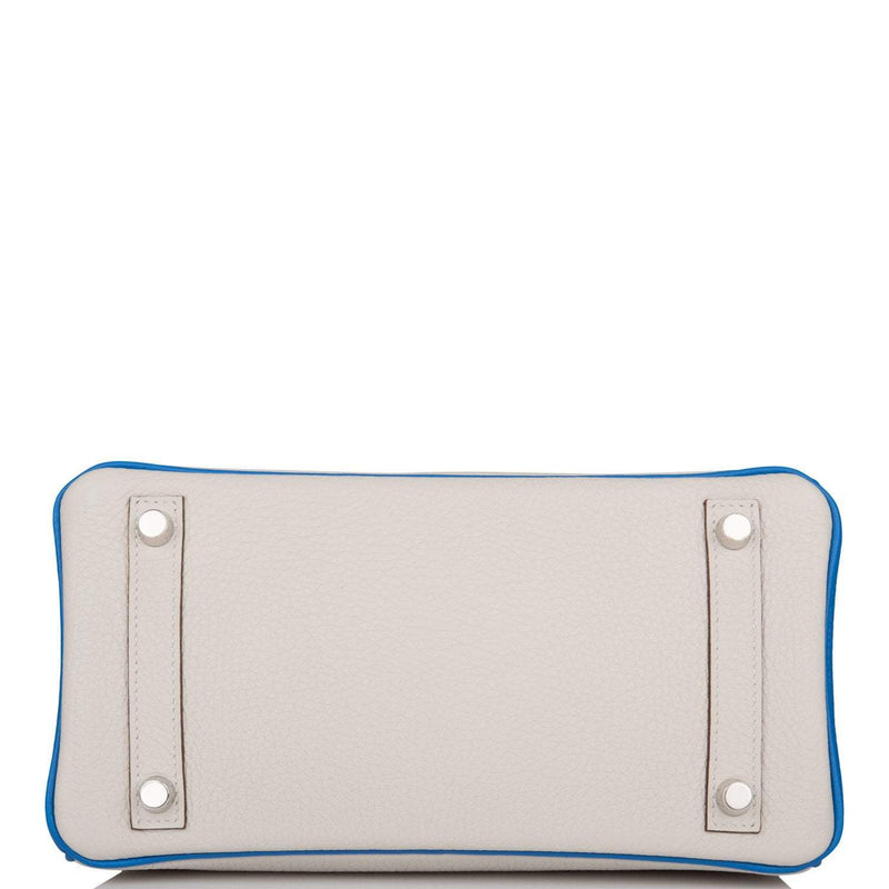 Hermes Birkin 25 Gris Mouette and Mykonos Clemence Brushed Palladium Hardware