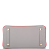 Hermes Birkin 30 Gris Mouette and Rose Azalee Epsom Permabrass Hardware
