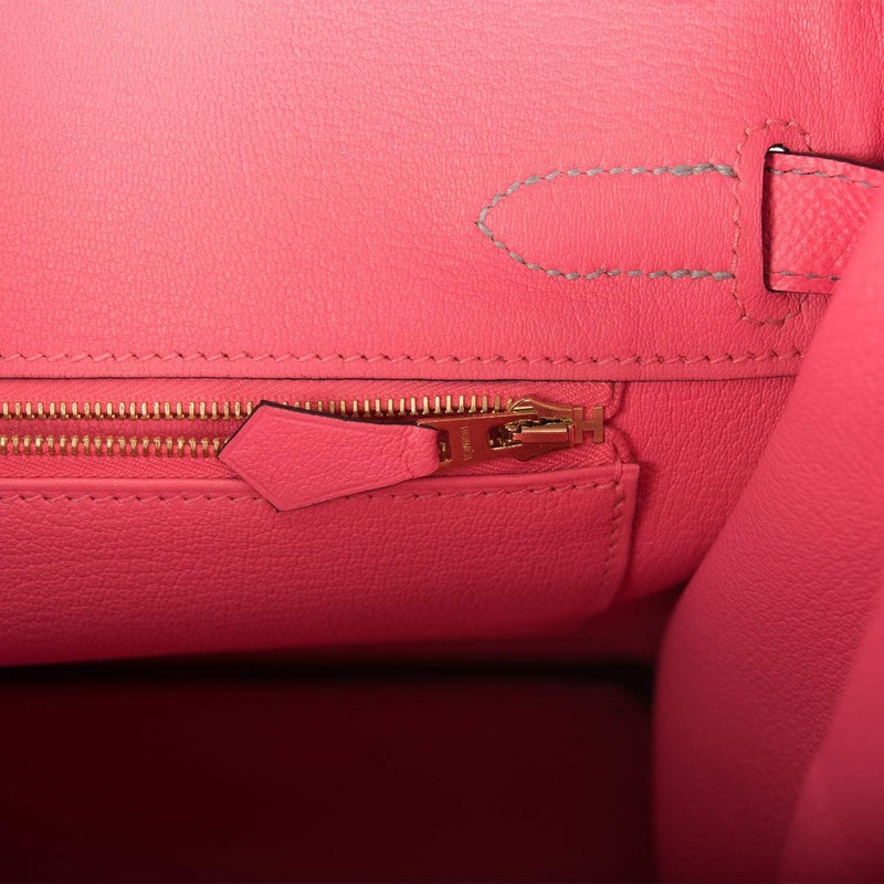 Hermes Birkin 30 Gris Mouette and Rose Azalee Epsom Permabrass Hardware