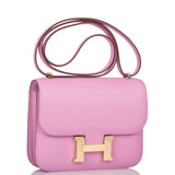 Hermes Mauve Sylvestre Epsom Mini Constance 18cm Permabrass Hardware