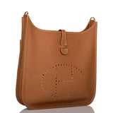 Hermes Gold Clemence Evelyne III PM Bag Gold Hardware