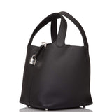 Hermes Black Clemence Picotin Lock 22cm Palladium Hardware