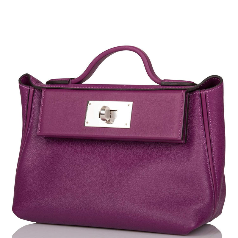 Hermes Anemone Evercolor and Swift Mini 24/24 Bag Palladium Hardware