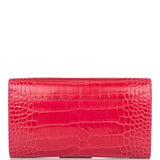 Hermes Rose Extreme Shiny Alligator Constance Wallet To Go Palladium Hardware