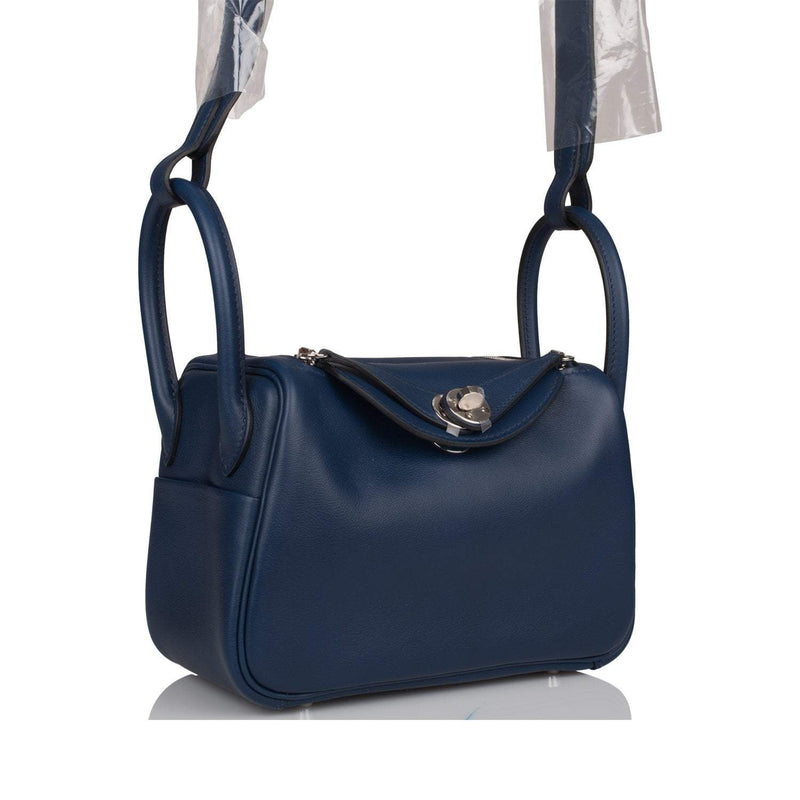 Hermes Bleu Navy Verso Swift Mini Lindy Palladium Hardware