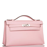 Hermes Rose Sakura Swift Mini Kelly Pochette Palladium Hardware