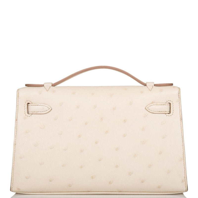 Hermes Kelly Pochette Beton Ostrich Gold Hardware