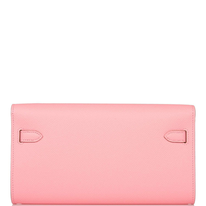 Hermes Kelly Wallet To Go Rose Confetti Epsom Palladium Hardware