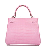 Hermes Bubblegum 5P Matte Alligator Retourne Kelly 25cm Palladium Hardware