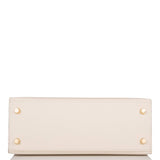 Hermes Kelly 25cm Bi-Color Craie and Etoupe Epsom Sellier  Brushed Gold Hardware