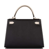 Hermes Kelly 28cm Bi-Color Black and Craie Epsom Sellier Brushed Palladium Hardware