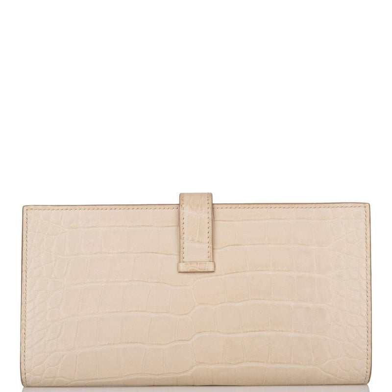 Hermes Beton Matte Alligator Bearn Wallet Palladium Hardware