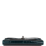 Hermes Kelly Long Wallet Bleu Colvert Alligator Ghillies Palladium Hardware