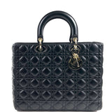 CHRISTIAN DIOR Large Cannage Lady Dior w/ Strap