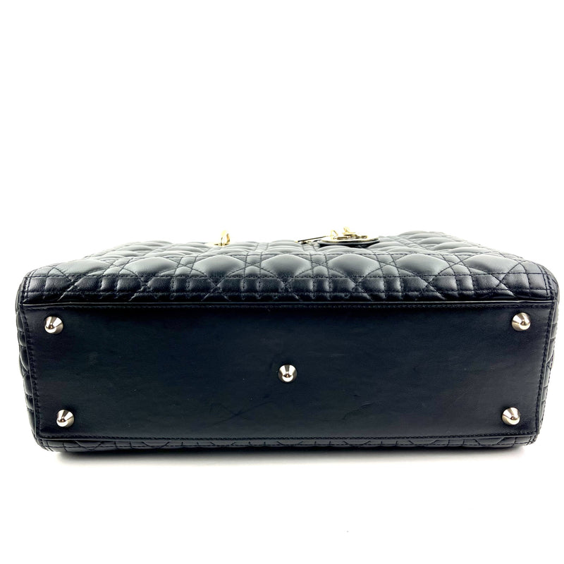 CHRISTIAN DIOR Large Cannage Lady Dior w/ Strap