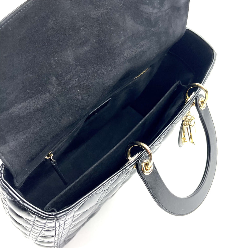CHRISTIAN DIOR Large Cannage Lady Dior w/ Strap