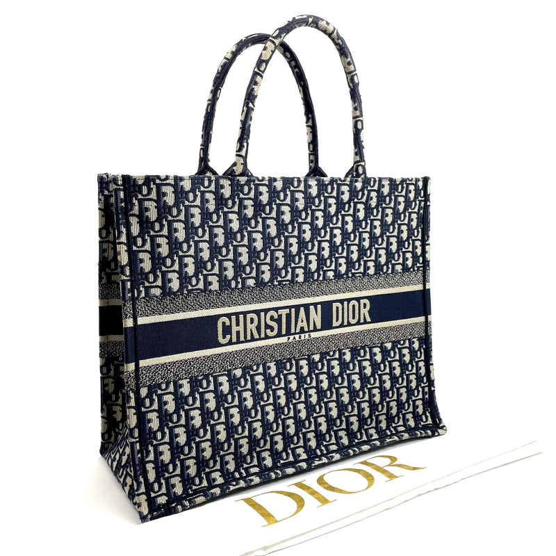 CHRISTIAN DIOR Large Oblique Book Tote - Blue