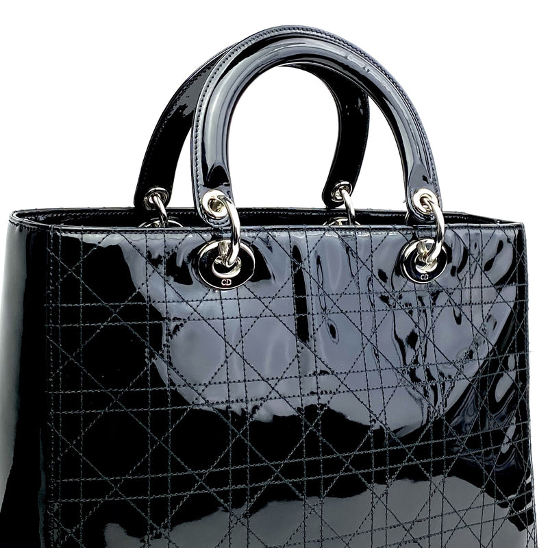 CHRISTIAN DIOR Large Patent Lady Dior Bag