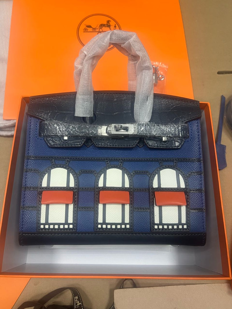 Hermes Bleu Sac Birkin Faubourg 20cm Palladium Hardware