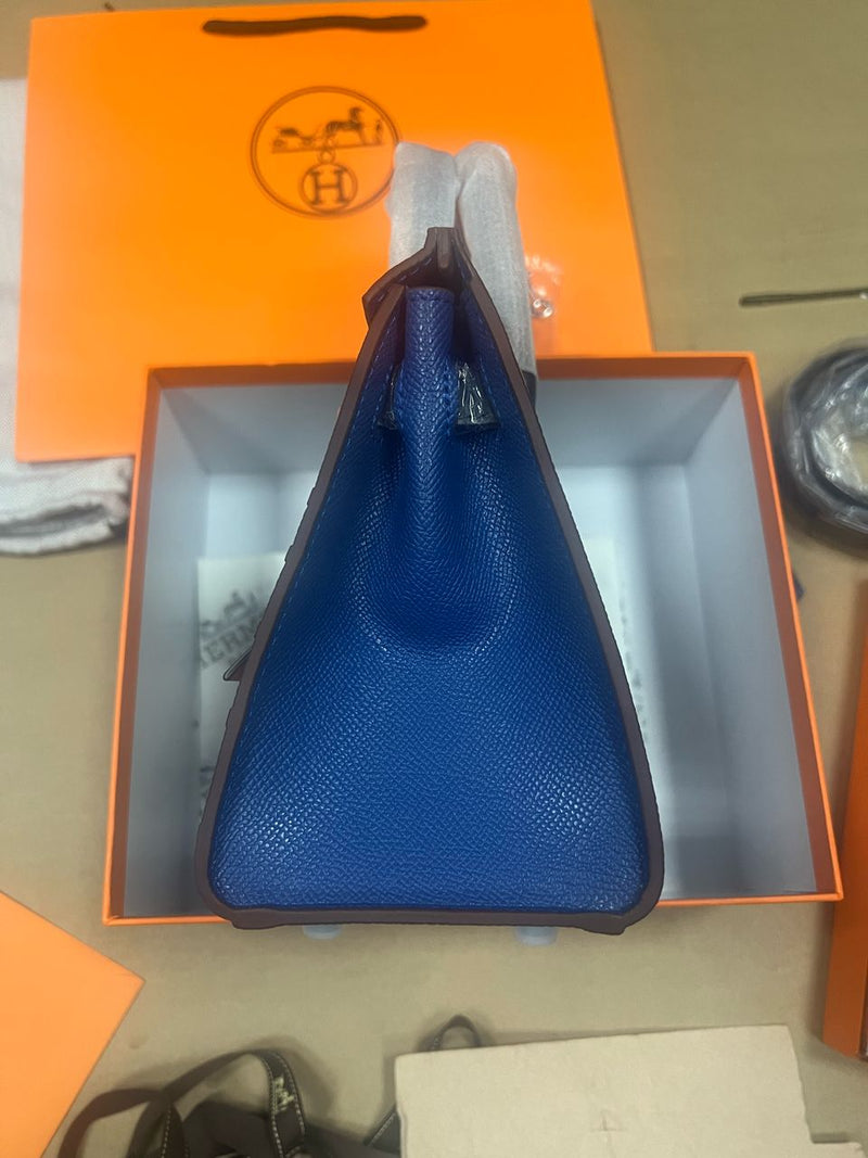Hermes Bleu Sac Birkin Faubourg 20cm Palladium Hardware
