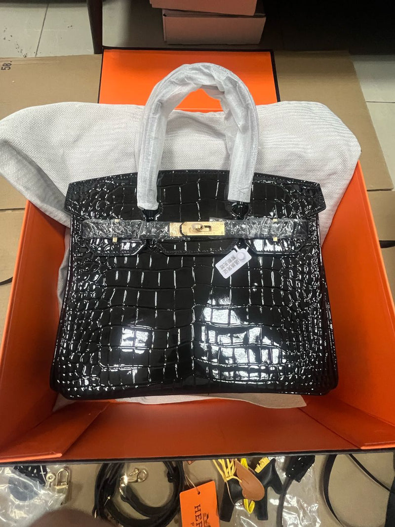 Hermes Black Matte Alligator Birkin 25cm Gold Hardware