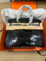 Hermes Black Matte Alligator Birkin 25cm Gold Hardware