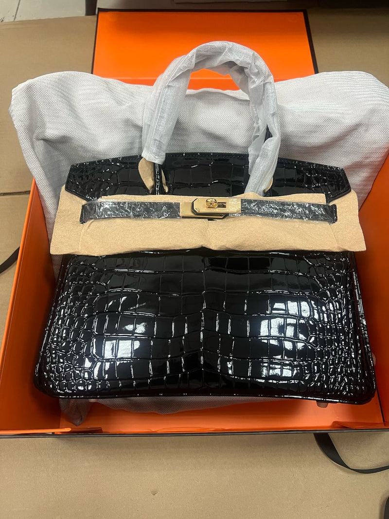 Hermes Black Matte Alligator Birkin 25cm Gold Hardware