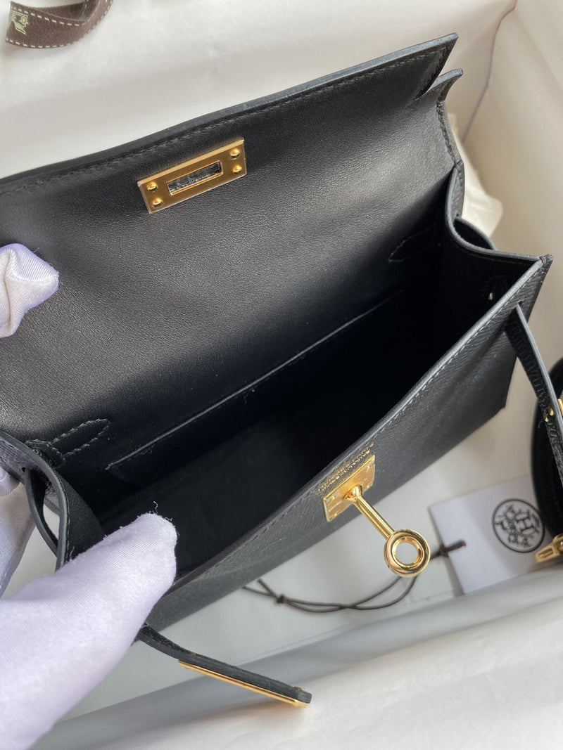 Hermes Mini Kelly 20 Epsom Black