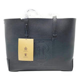 Burberry Embossed Monogram Black Leather Tote
