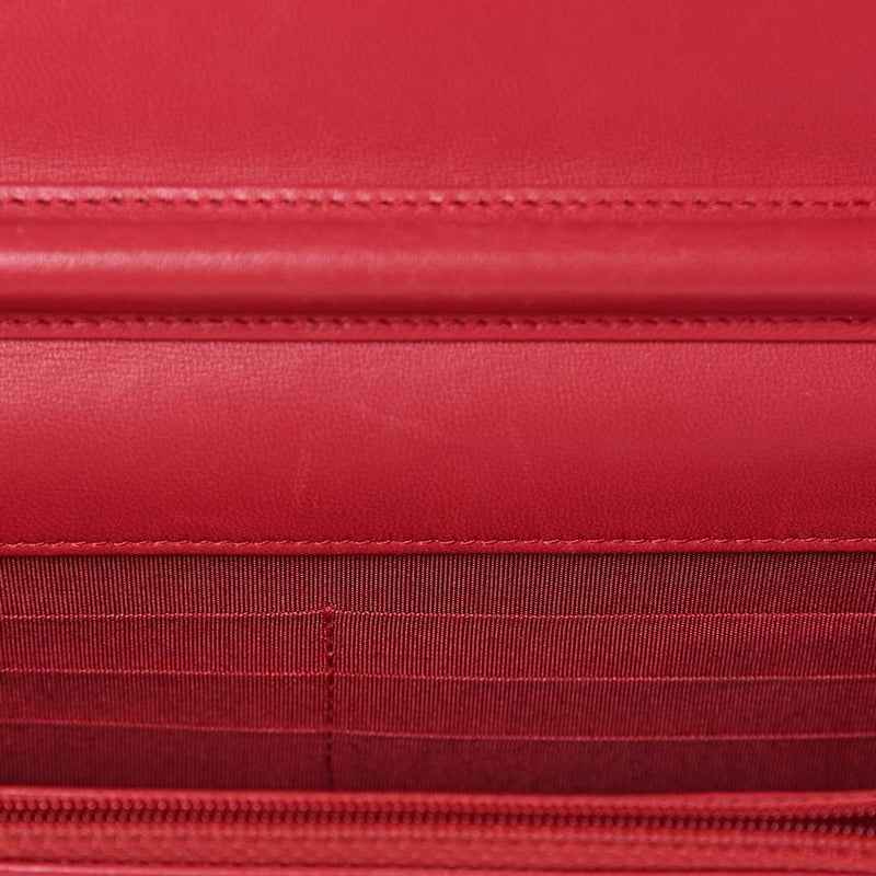 Chanel Boy Wallet on Chain Calfskin Quilted Woc Red Leather Shoulder Bag