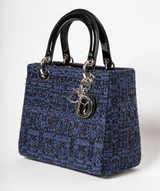Christian Dior Blue Tweed and Patent Lady Dior Bag - Cap N Wrap
